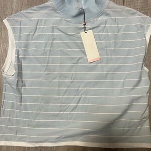 CALIA by Carrie Underwood Light Blue & White Striped Sleeveless Tank